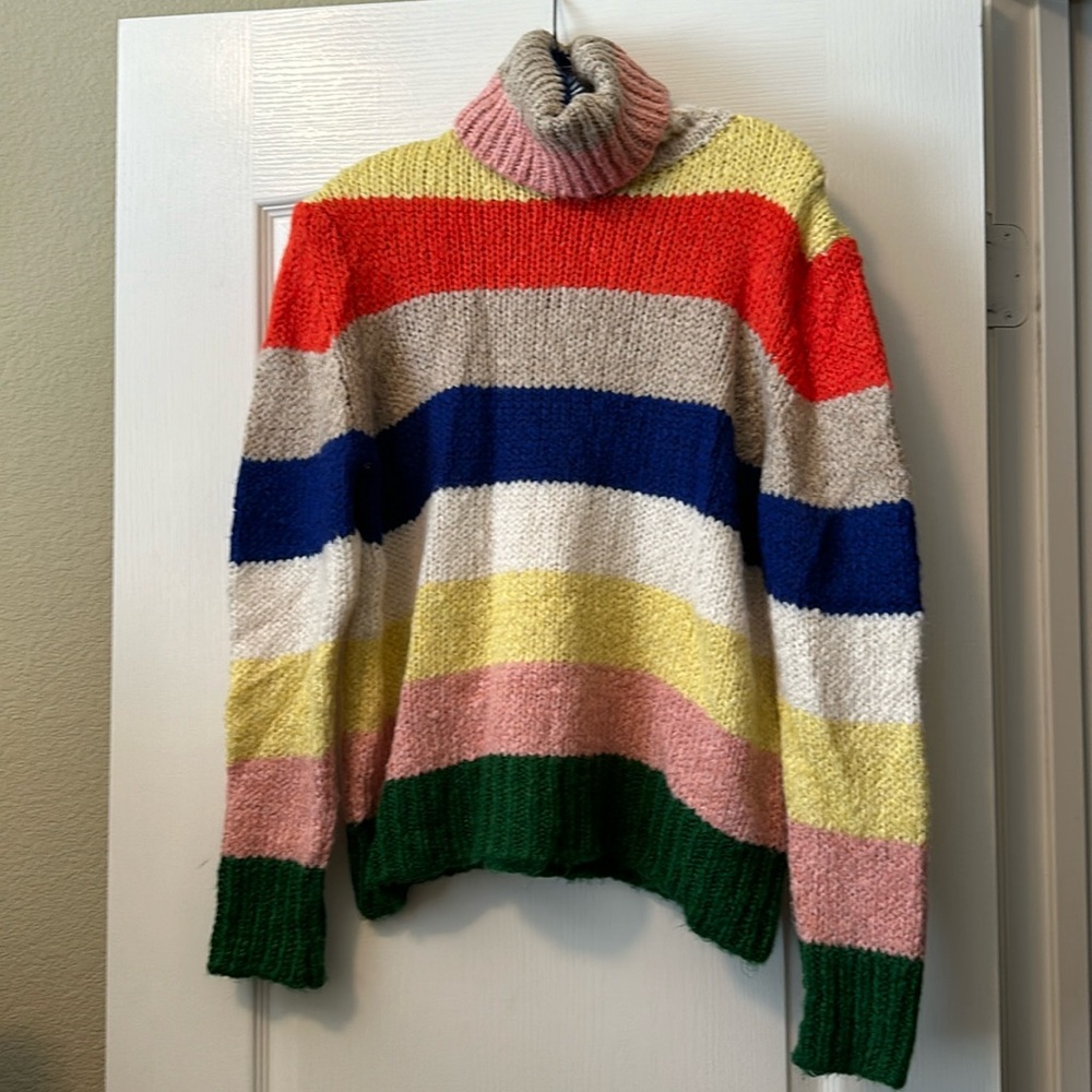 Colorful striped knit sweater by Anthropologie